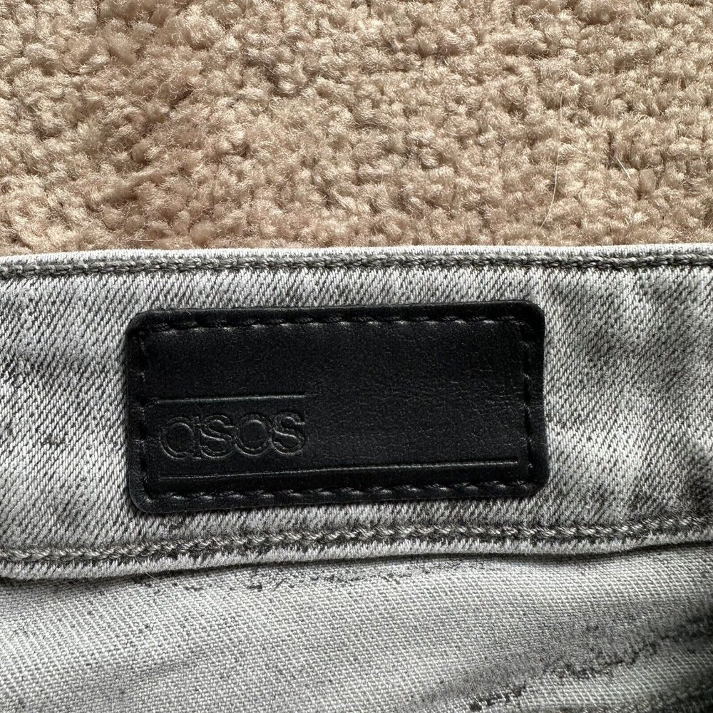 Asos Jeans Women's Size 32x34 Casual Skinny Denim Grey Light Distressed - Picture 7 of 15